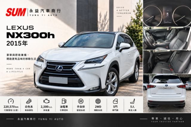 預算不用拉高，質感直接升級｜2015 LEXUS NX300h 豪華油電休旅  第1張相片