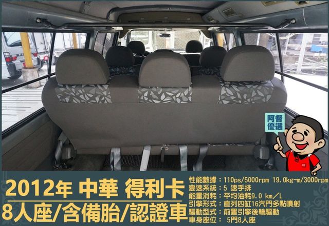 2012年 得利卡│手排│8人座│客貨廂式│含備胎│低里程│一年僅跑六千七百公里│全車系第三方認證│全宇宙唯一不沒收訂金  第6張相片