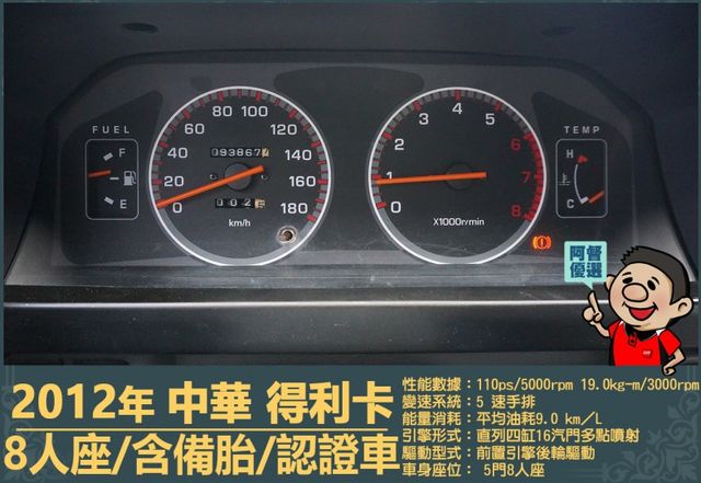 2012年 得利卡│手排│8人座│客貨廂式│含備胎│低里程│一年僅跑六千七百公里│全車系第三方認證│全宇宙唯一不沒收訂金  第12張相片